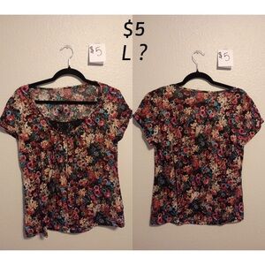 Floral Women's Top - Black and Multicolor